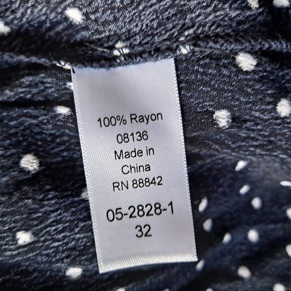 NWT Ellos Tie Front A-Line Maxi Dress Navy Blue White Polka Dot Womens Size 32 - Picture 14 of 15